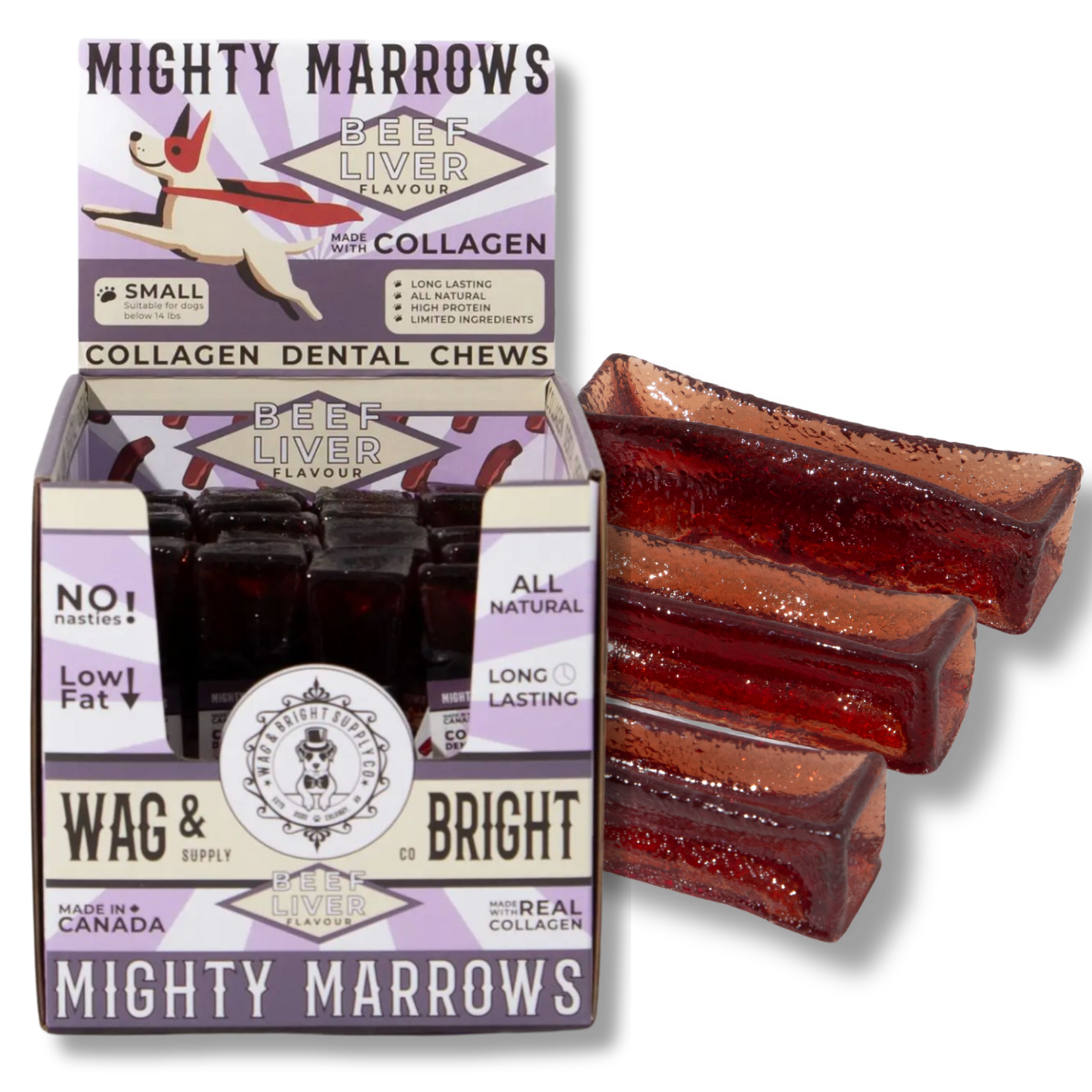 Wag & Bright Supply Co. Mighty Marrows Collagen Beef Liver Dental Chew