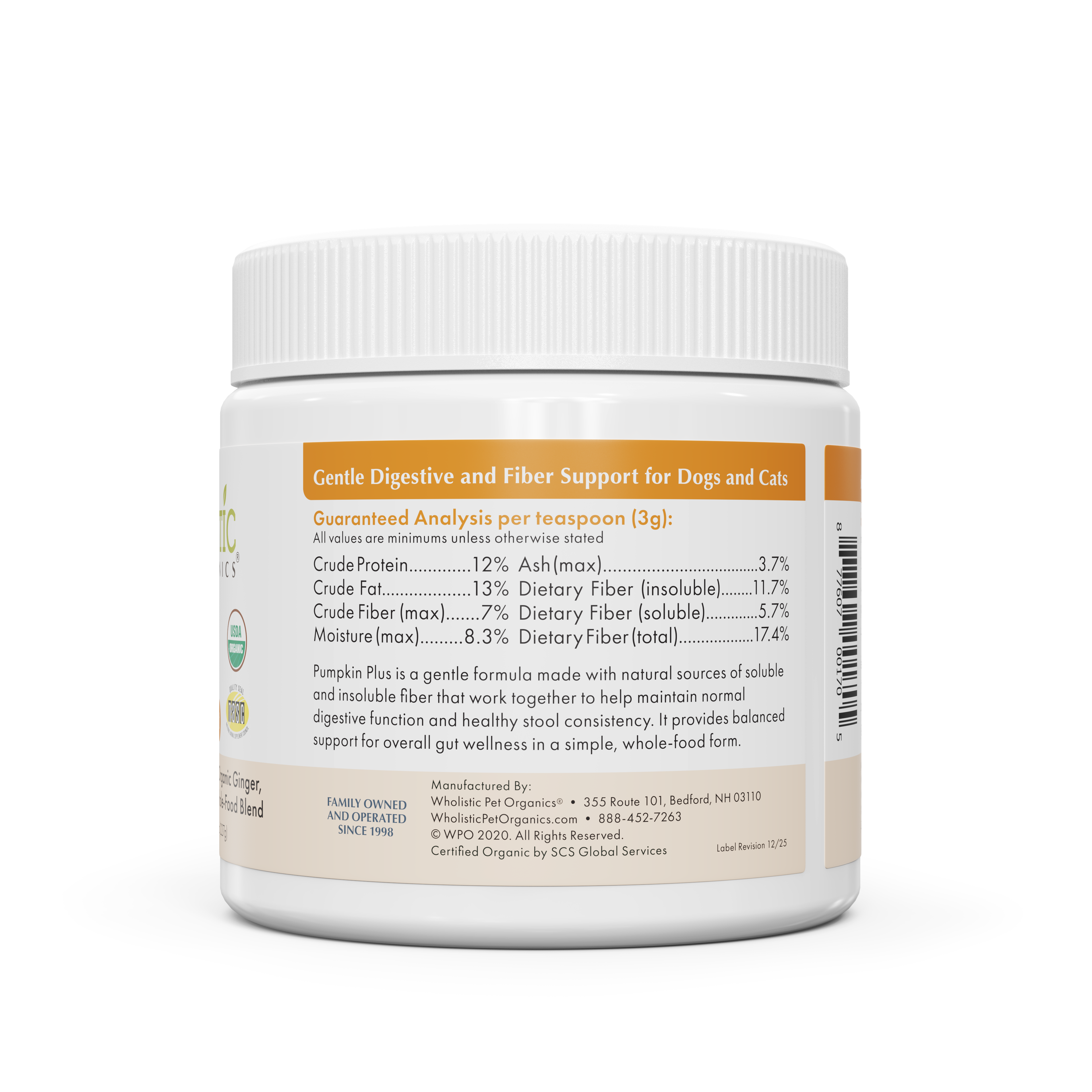 Wholistic Pet Organics Organic Pumpkin Plus for Dogs & Cats