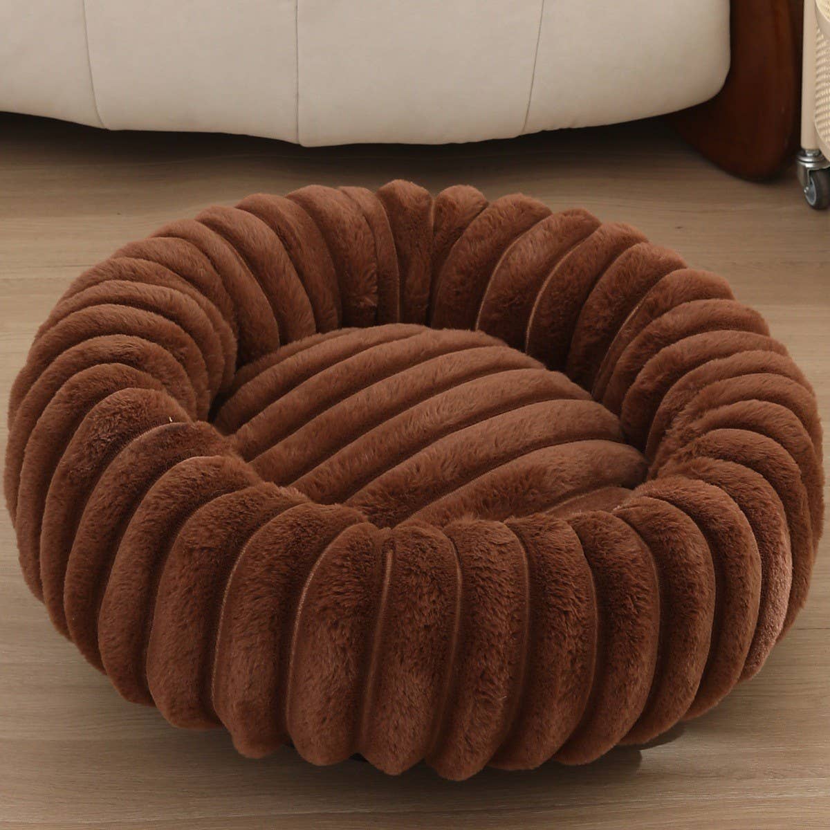 PAWPAW Faux Fur Round Pet Bed