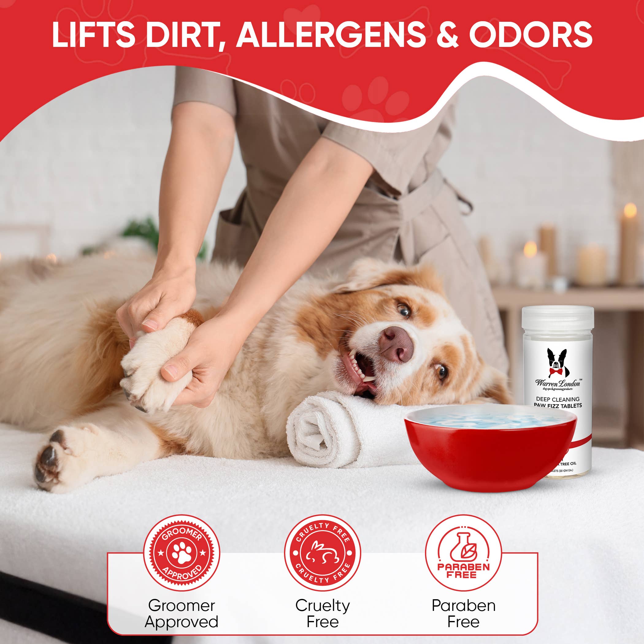 Warren London Dog Products Deep Cleaning Paw Fizz Soak