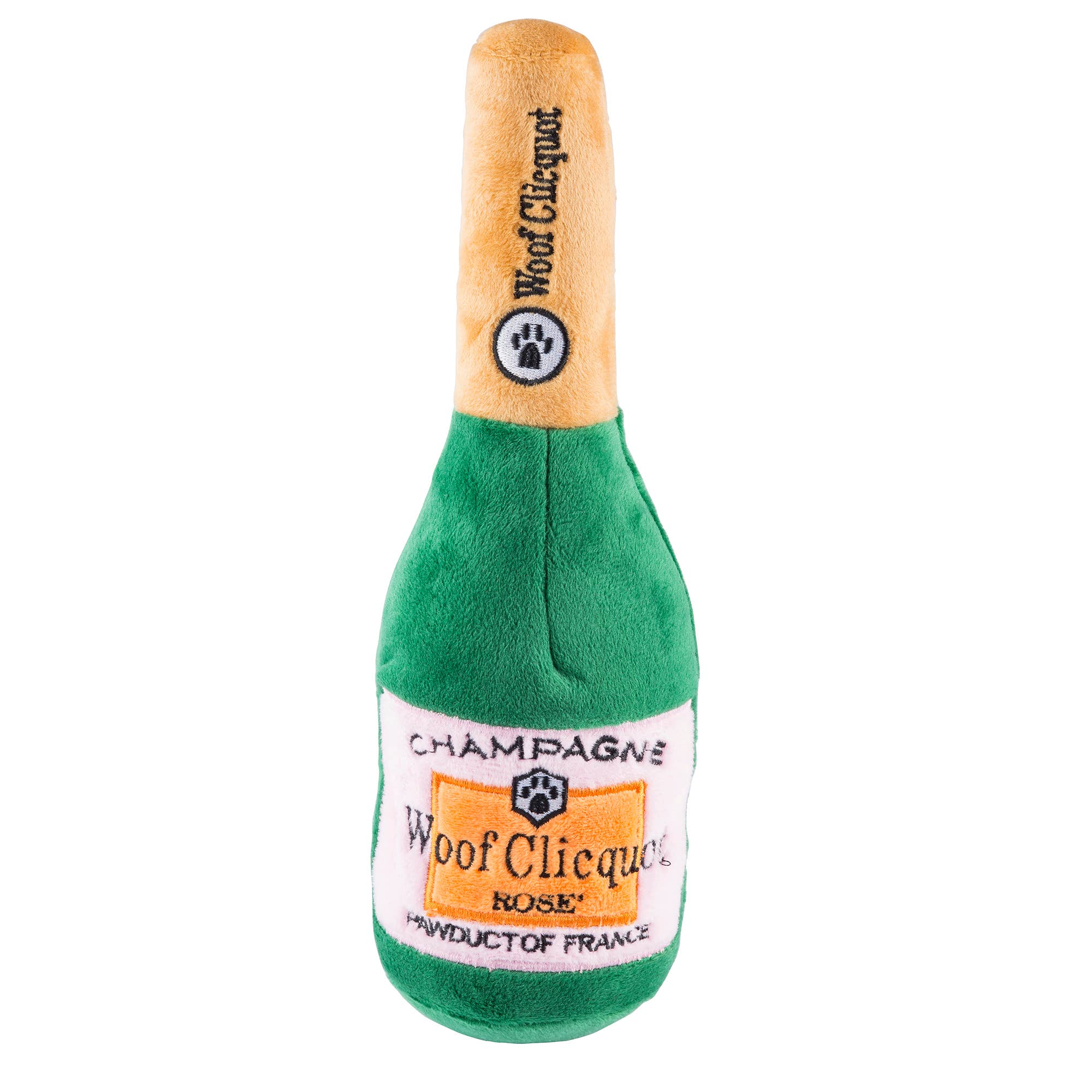 Haute Diggity Dog Woof Clicquot Rose' Champagne Bottle Squeaker Dog Toy