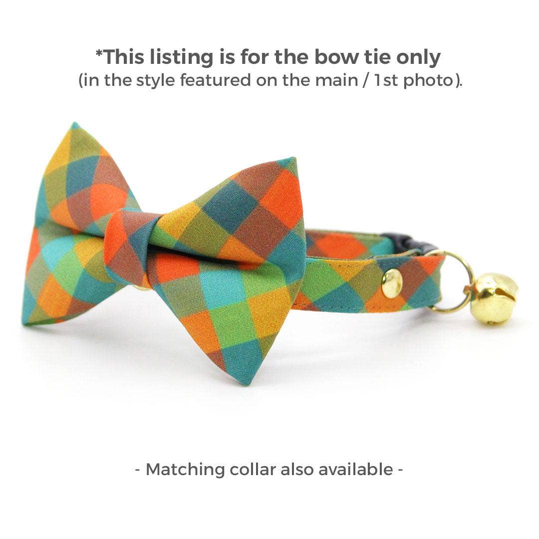Made By Cleo - "Twilight Timber" - Fall Plaid Bow Tie for Cats + Small Dogs