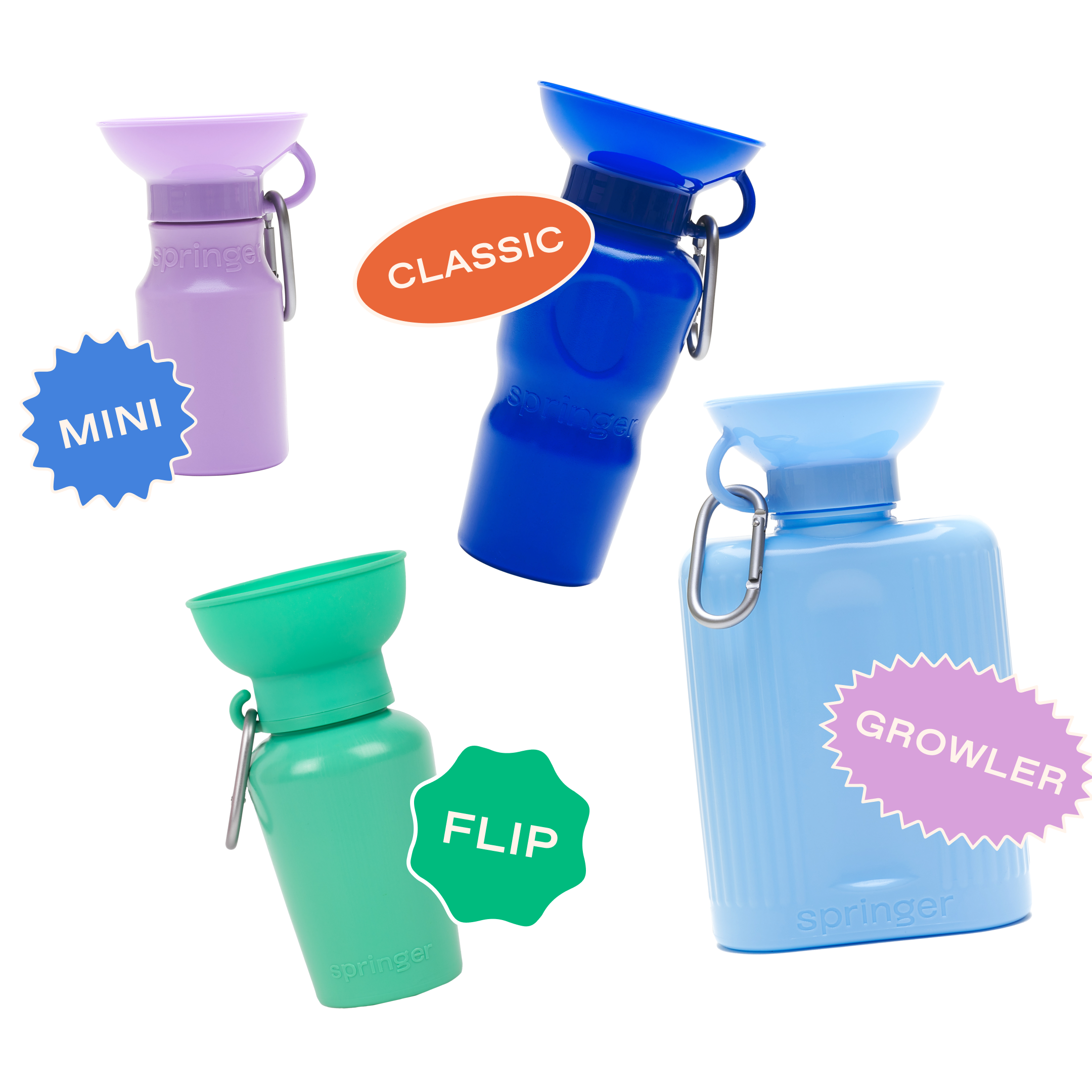 Springer Pets Dog Travel Water Bottle Flip Silicone 20oz