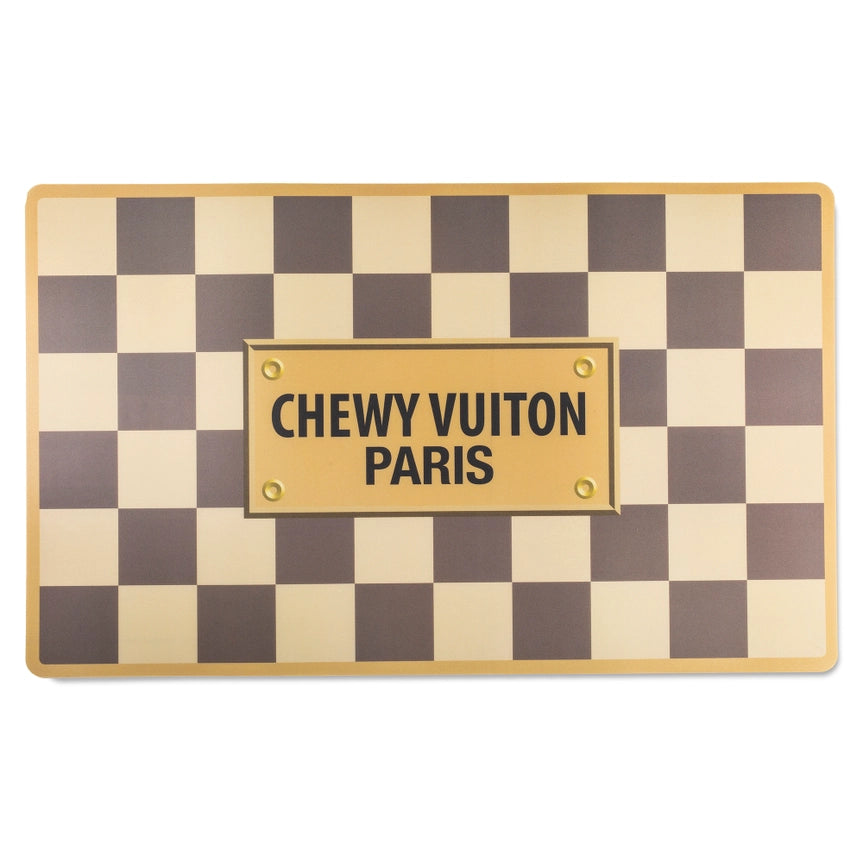 Haute Diggity Dog Checker Chewy Vuiton Bowl & Mat