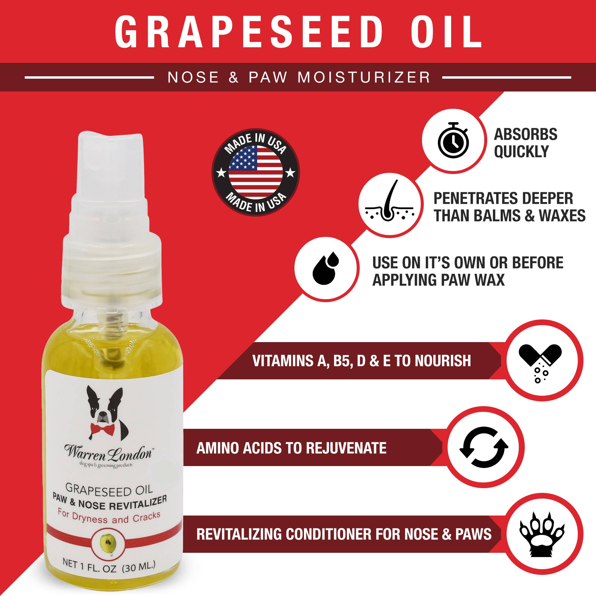 Warren London Dog Products Grapeseed Oil Paw Revitalizer