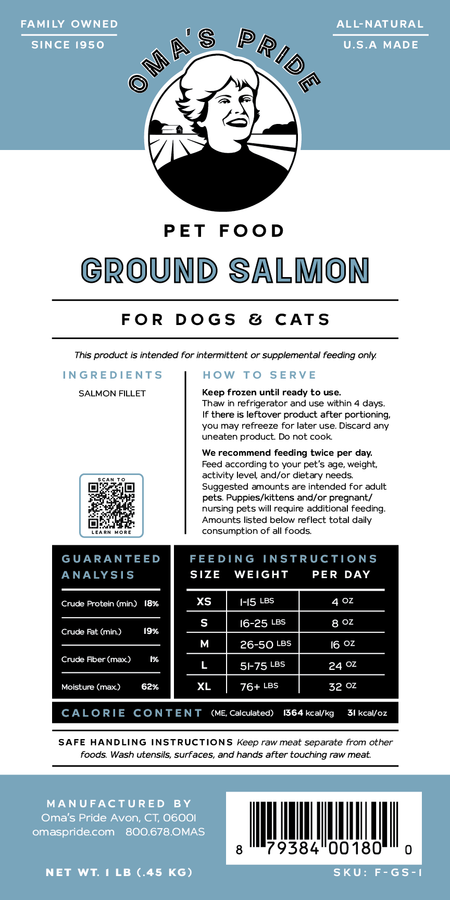 Oma's Pride Raw Frozen Ground Salmon 1lb