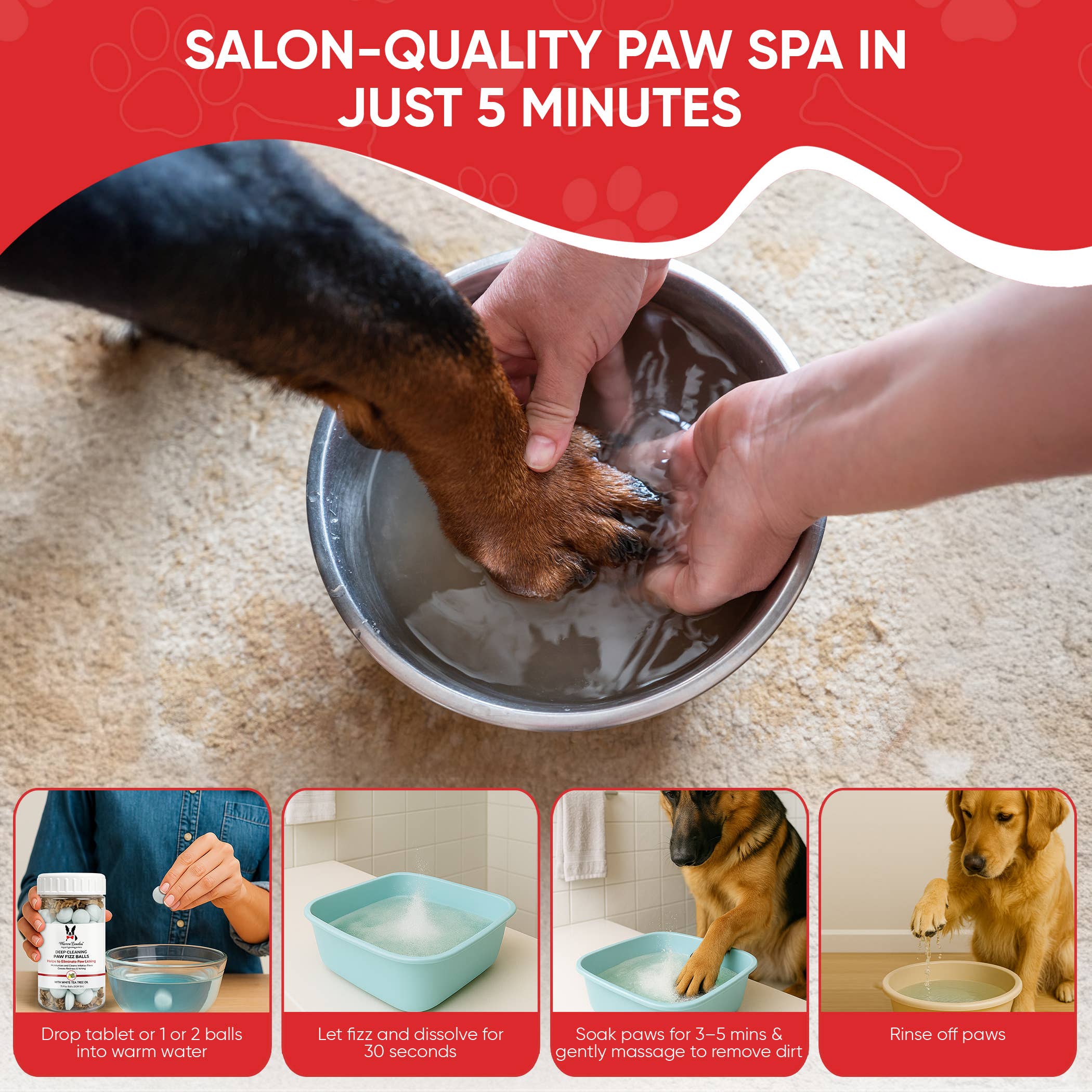 Warren London Dog Products Deep Cleaning Paw Fizz Soak