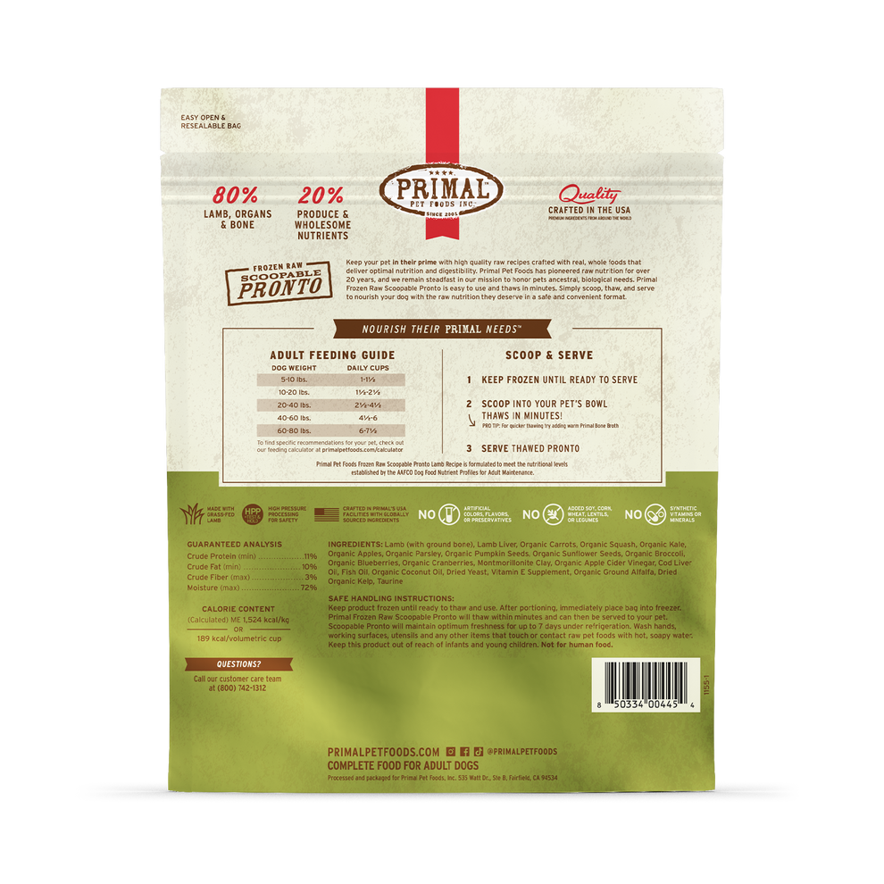 Primal Pronto Raw Frozen Dog Food 4lb