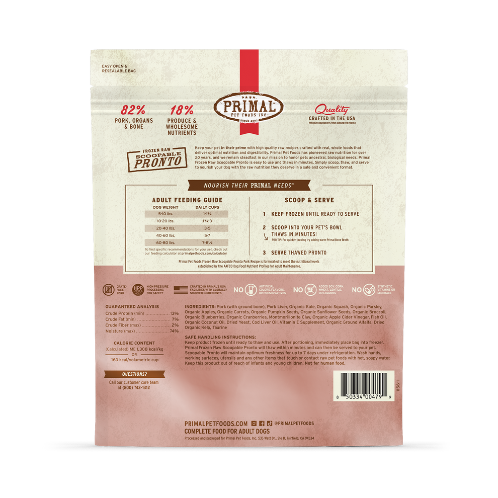 Primal Pronto Raw Frozen Dog Food 4lb