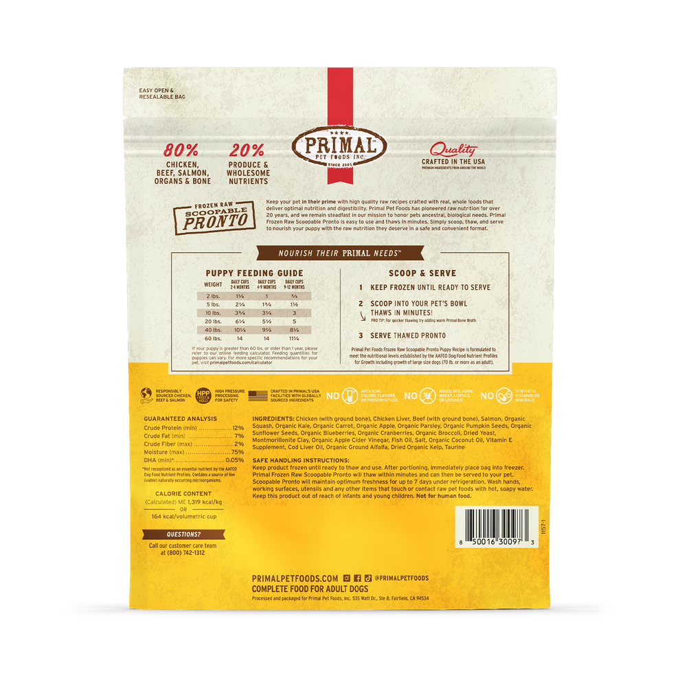 Primal Pronto Raw Frozen Dog Food 4lb