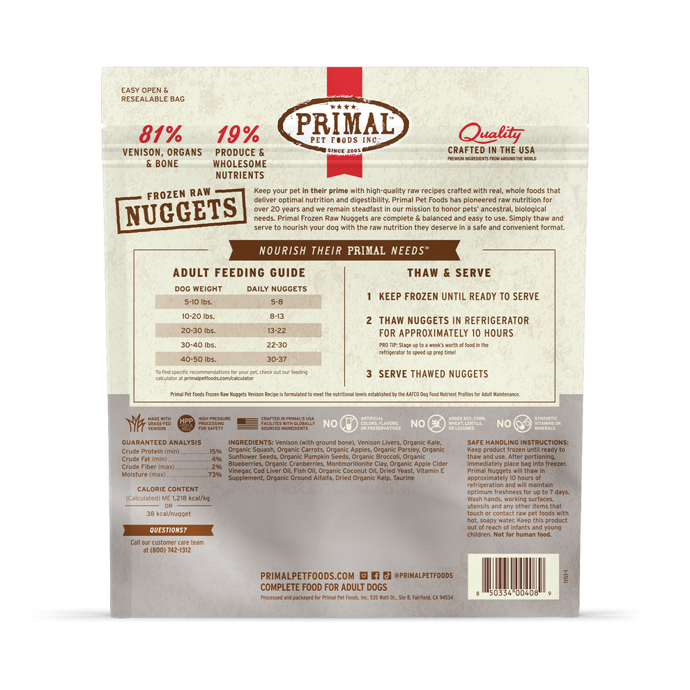 Primal Raw Frozen Venison Dog Food