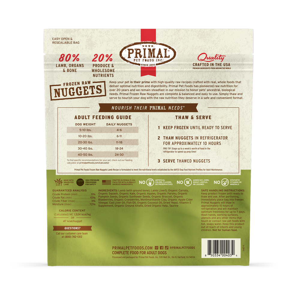 Primal Raw Frozen Lamb Dog Food