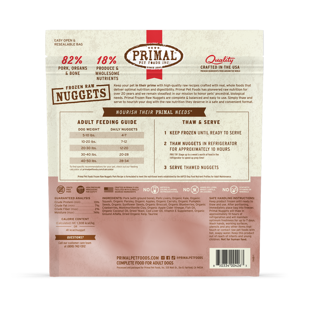 Primal Raw Frozen Pork Dog Food