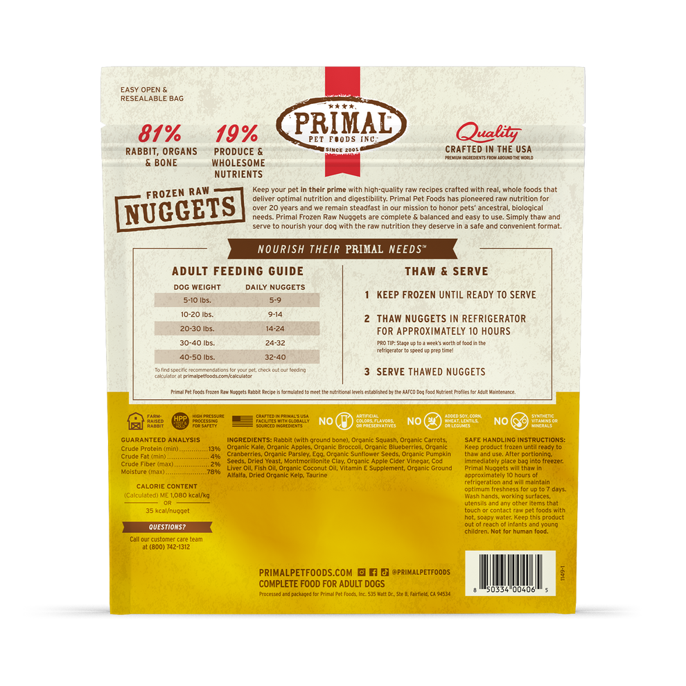 Primal Raw Frozen Rabbit Dog Food