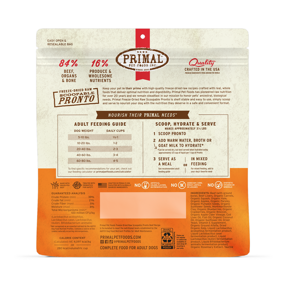 Primal Pronto Raw Freeze-Dried Beef Dog Food