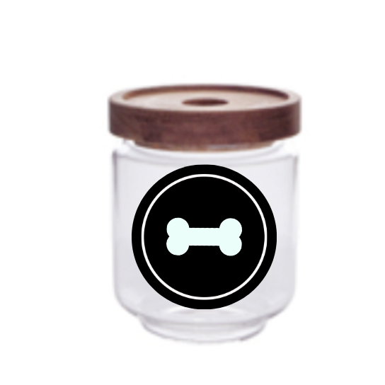 Sparky & Co Stackable Acacia Lid Glass Treat Jar