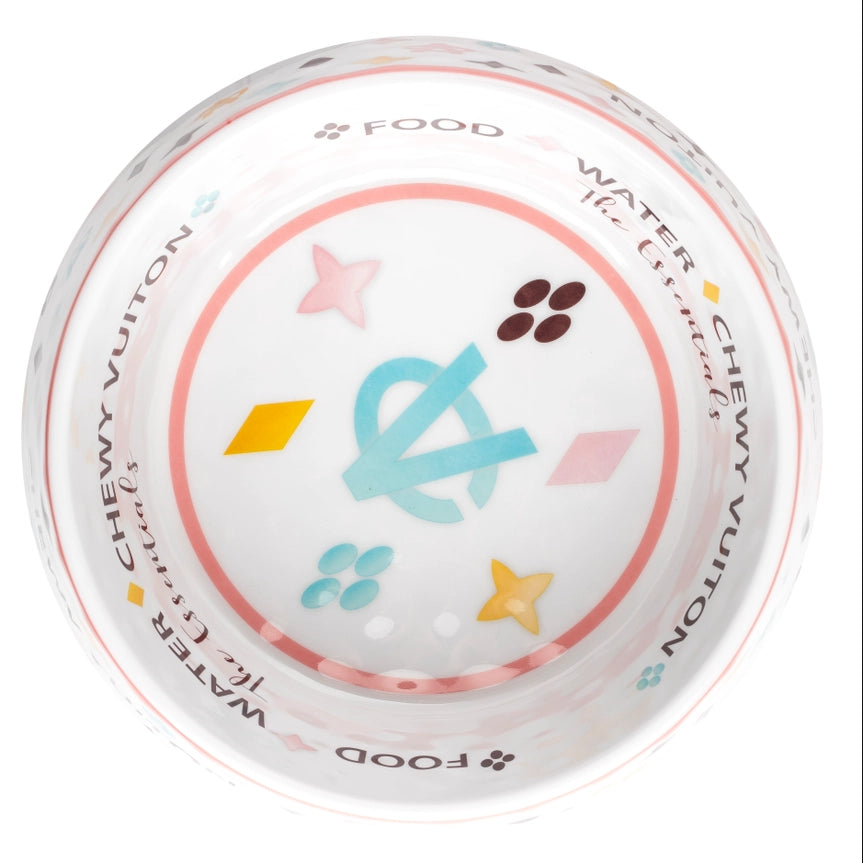 Haute Diggity Dog White Chewy Vuiton Bowl & Mat