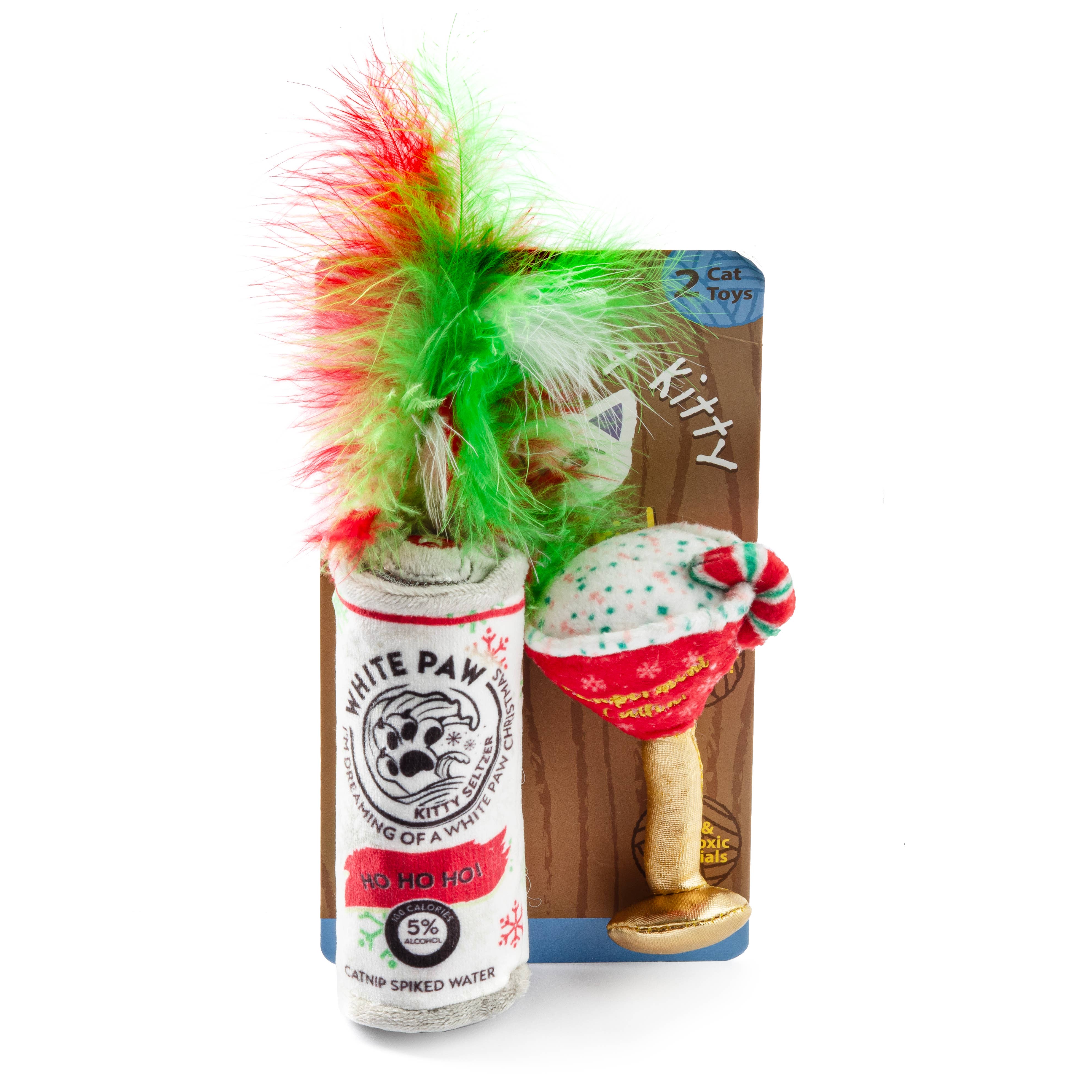 Haute Diggity Dog White Paw & Cattini Stocking Stuffers Christmas Catnip Toy
