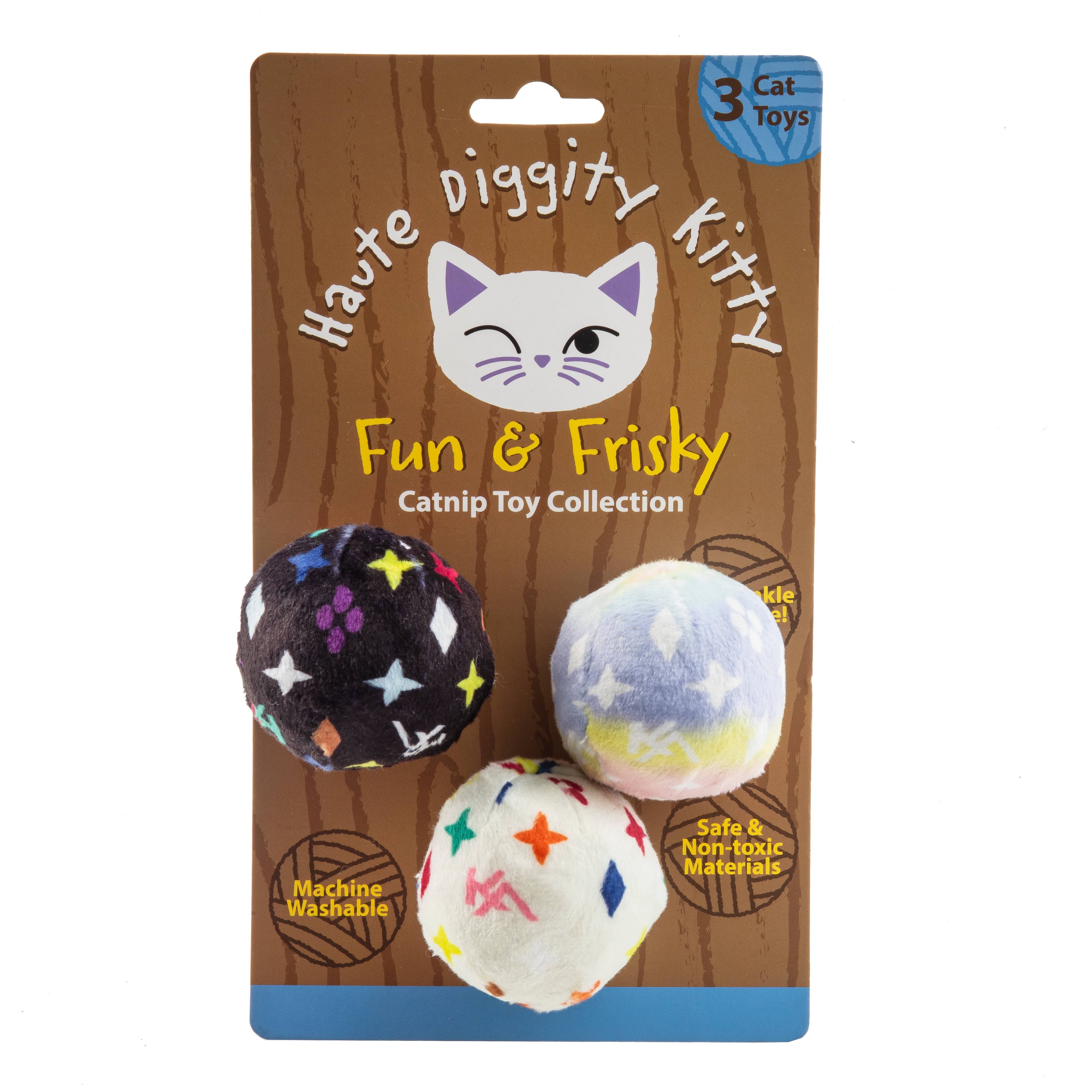 Haute Diggity Dog Kitty Vuiton Balls (Monogram) Organic Catnip Toys