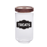 Sparky & Co Stackable Acacia Lid Glass Treat Jar