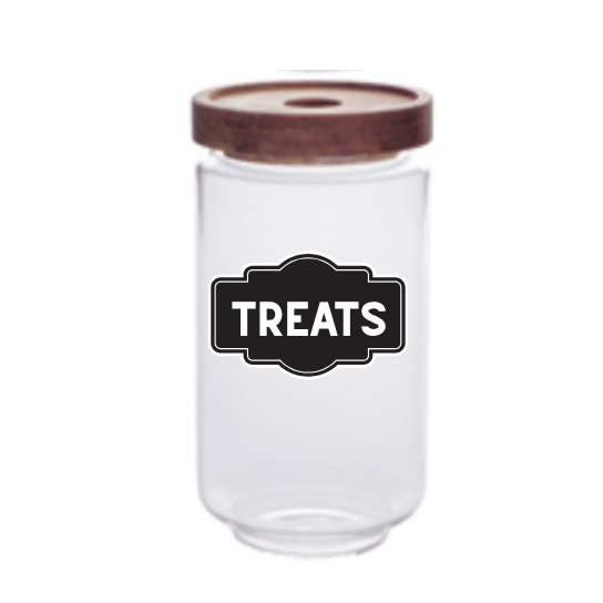 Sparky & Co Stackable Acacia Lid Glass Treat Jar