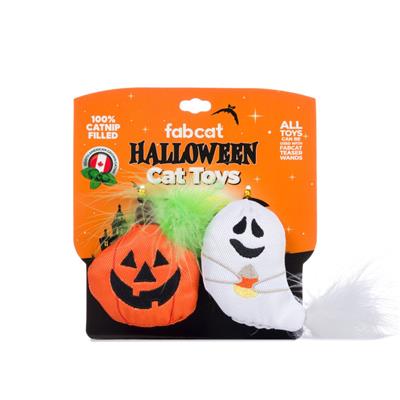 fabcat Halloween Pumpkin & Ghost 2pk Cat Toys