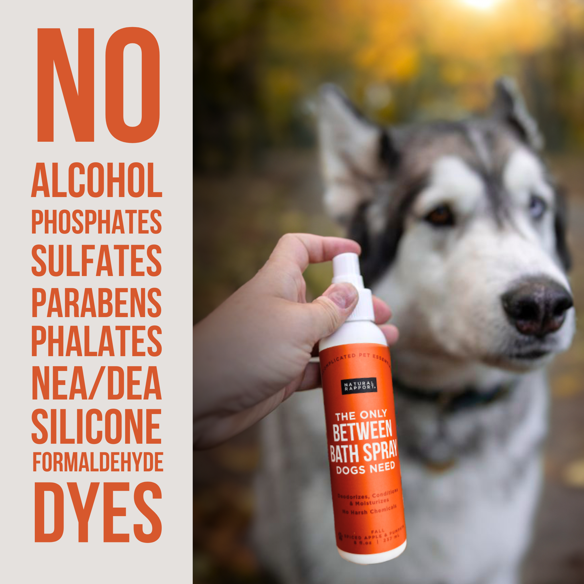 Natural Rapport The Only Between Bath Spray Dogs Need Apple & Pumpkin Scent