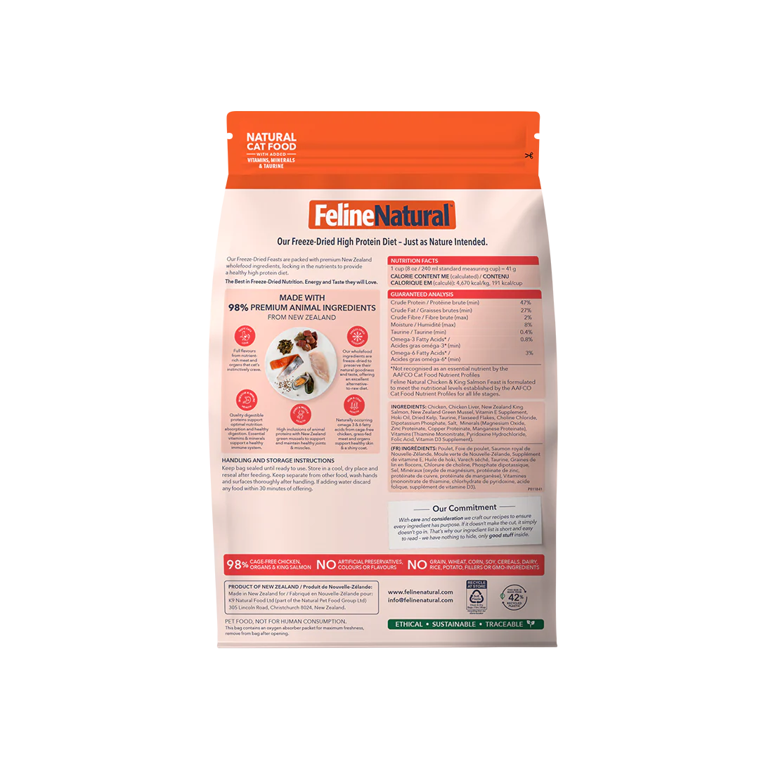 Feline Natural Freeze-Dried Chicken & King Salmon Feast Cat Food