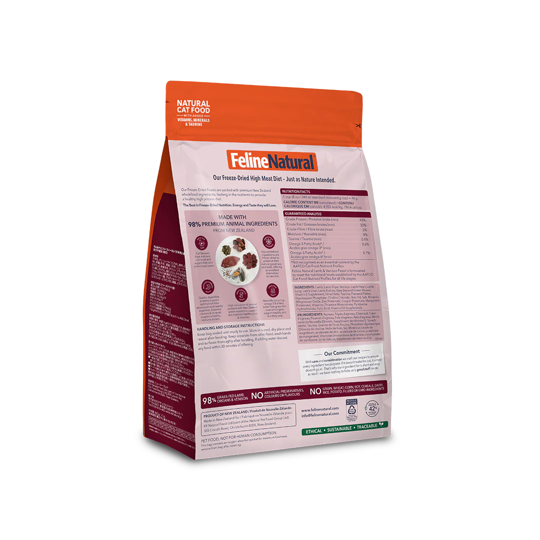 Feline Natural Freeze-Dried Lamb & Venison Feast Cat Food