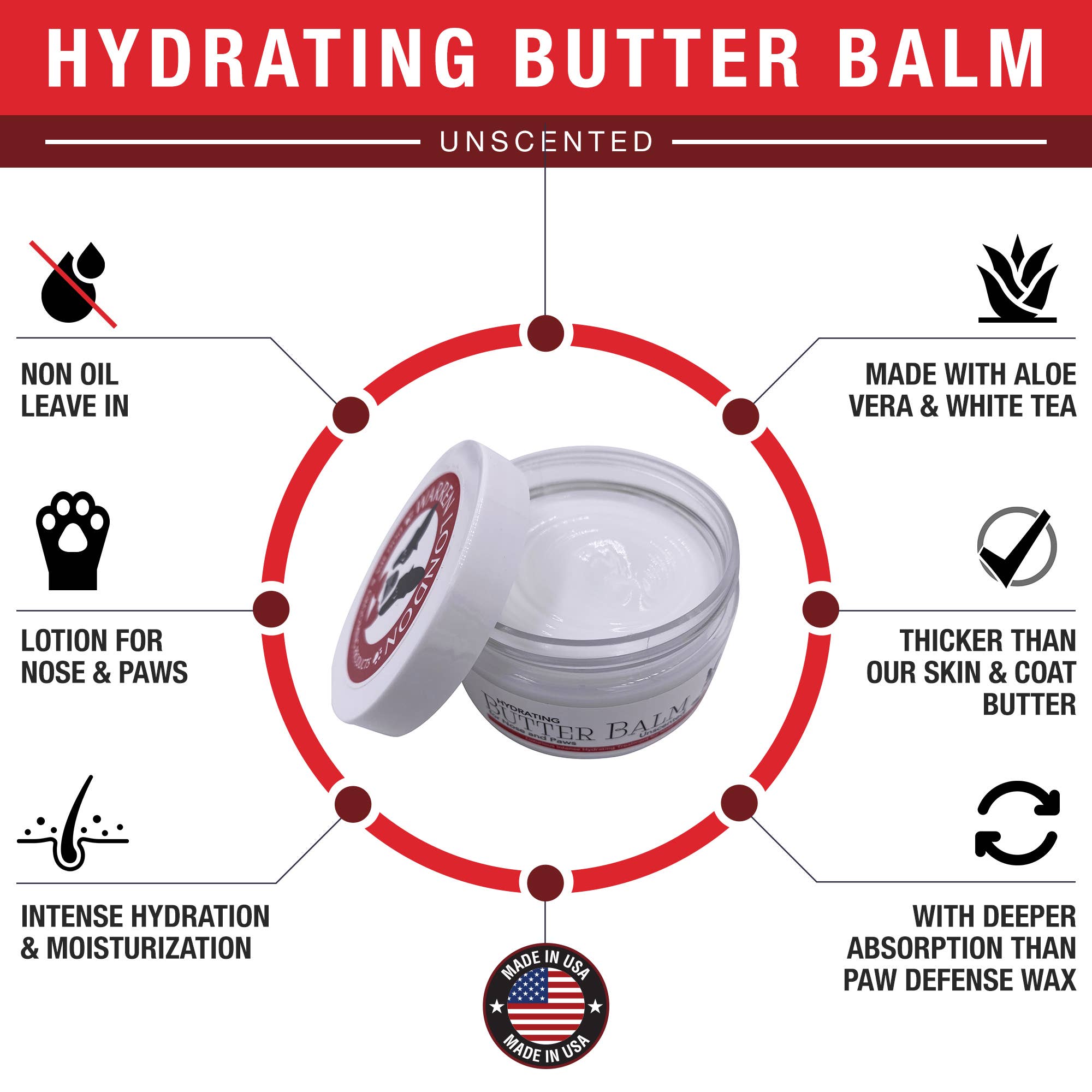 Warren London Dog Products Hydrating Butter Balm for Nose & Paws 4oz