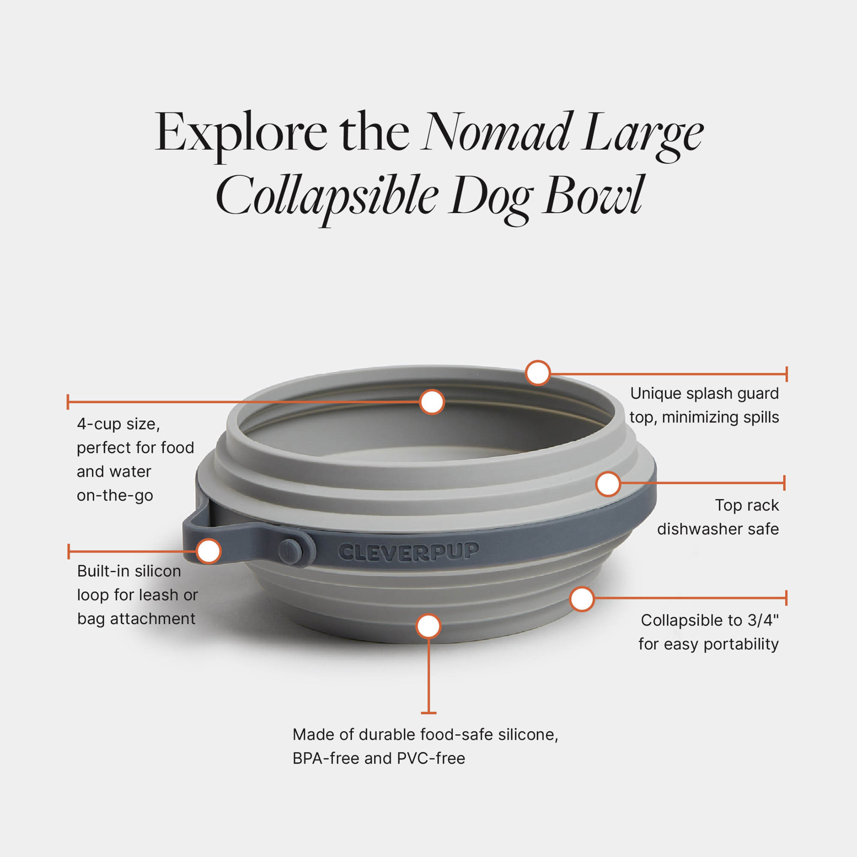 Cleverpup Nomad Collapsible Dog Bowl