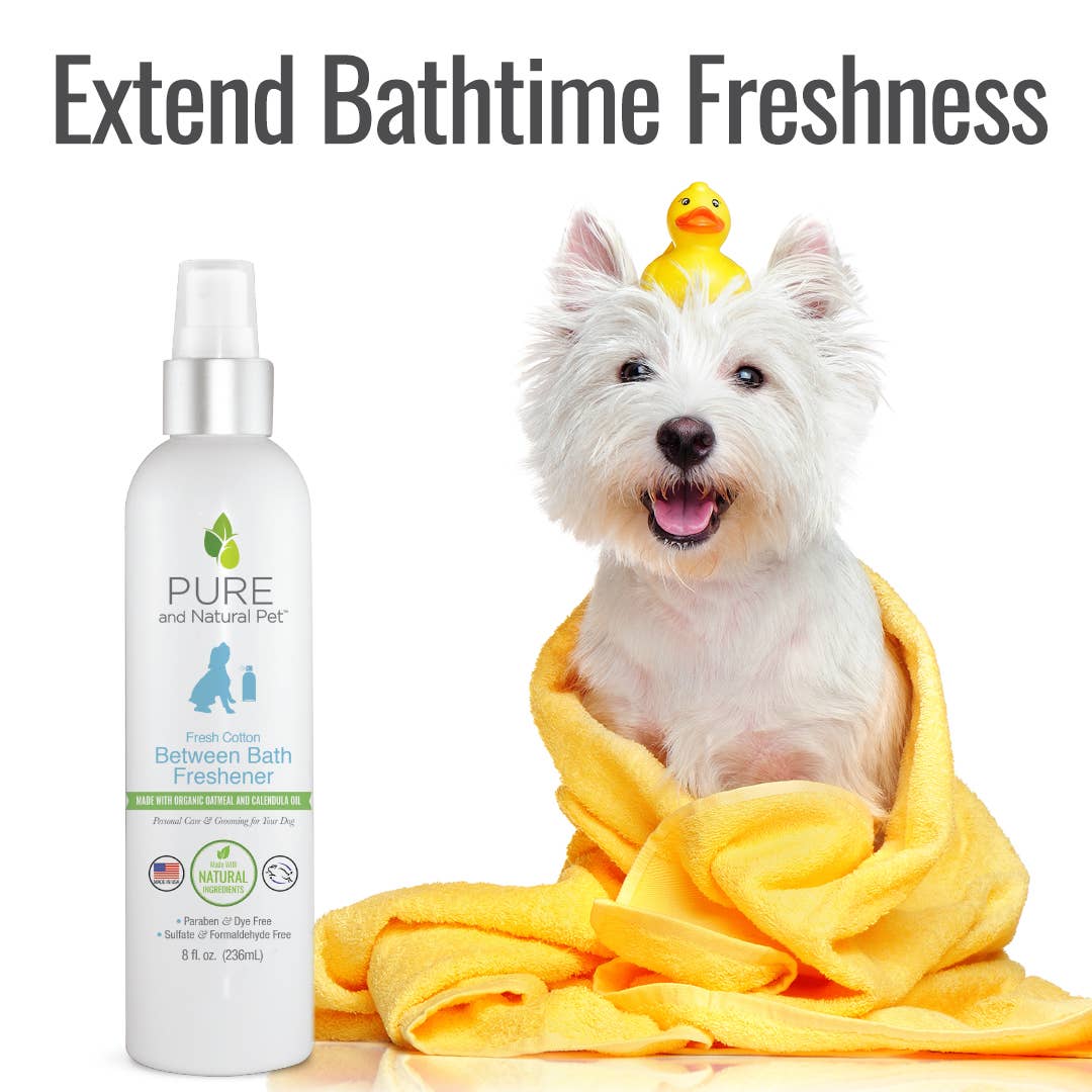 Pure and Natural Pet Between Bath Freshener for Dogs, Fresh Cotton