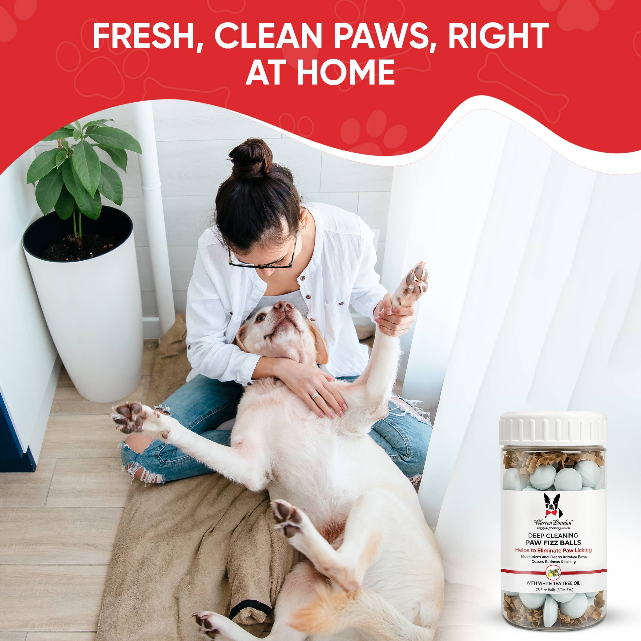 Warren London Dog Products Deep Cleaning Paw Fizz Soak