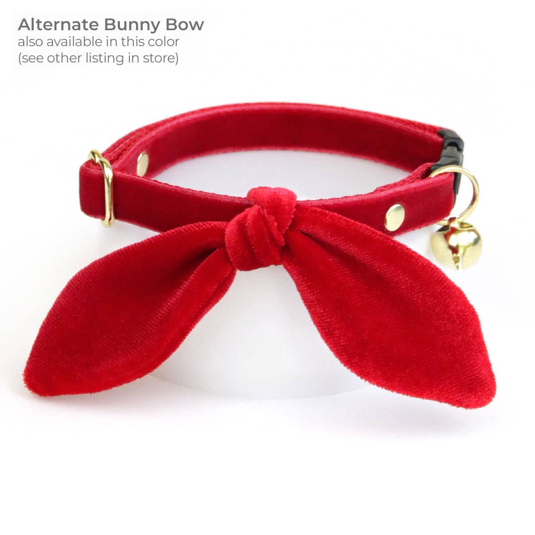 Made By Cleo - "Velvet - Garnet Red" - Luxe Red Velvet Cat Collar