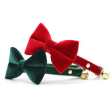 Made By Cleo - "Velvet - Hunter Green" - Dark Green Velvet Cat Collar