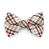 Made By Cleo - "Newberry" - Beige Tan Plaid Bow Tie for Cats + Small Dogs