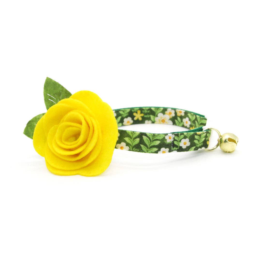 Made By Cleo - "Hazel" - Green Floral Cat Collar