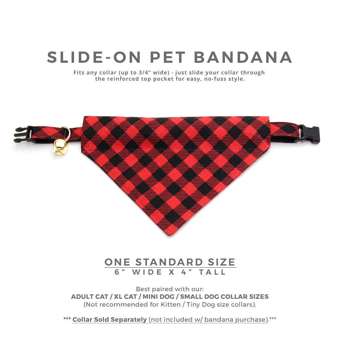 Made By Cleo - "Cozy Cabin Red" - Bandana for Cat + Small Dog