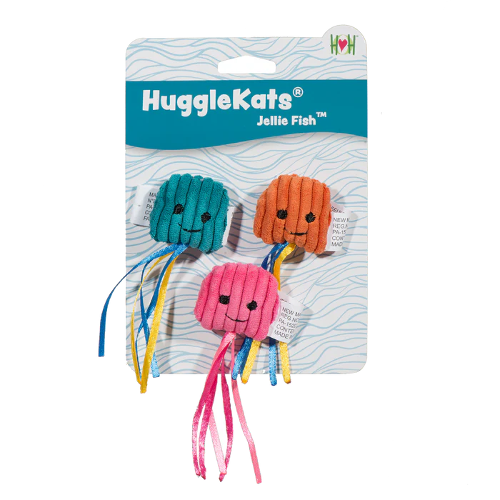 HuggleHound Cat Jellie Fish 3pk Cat Toy