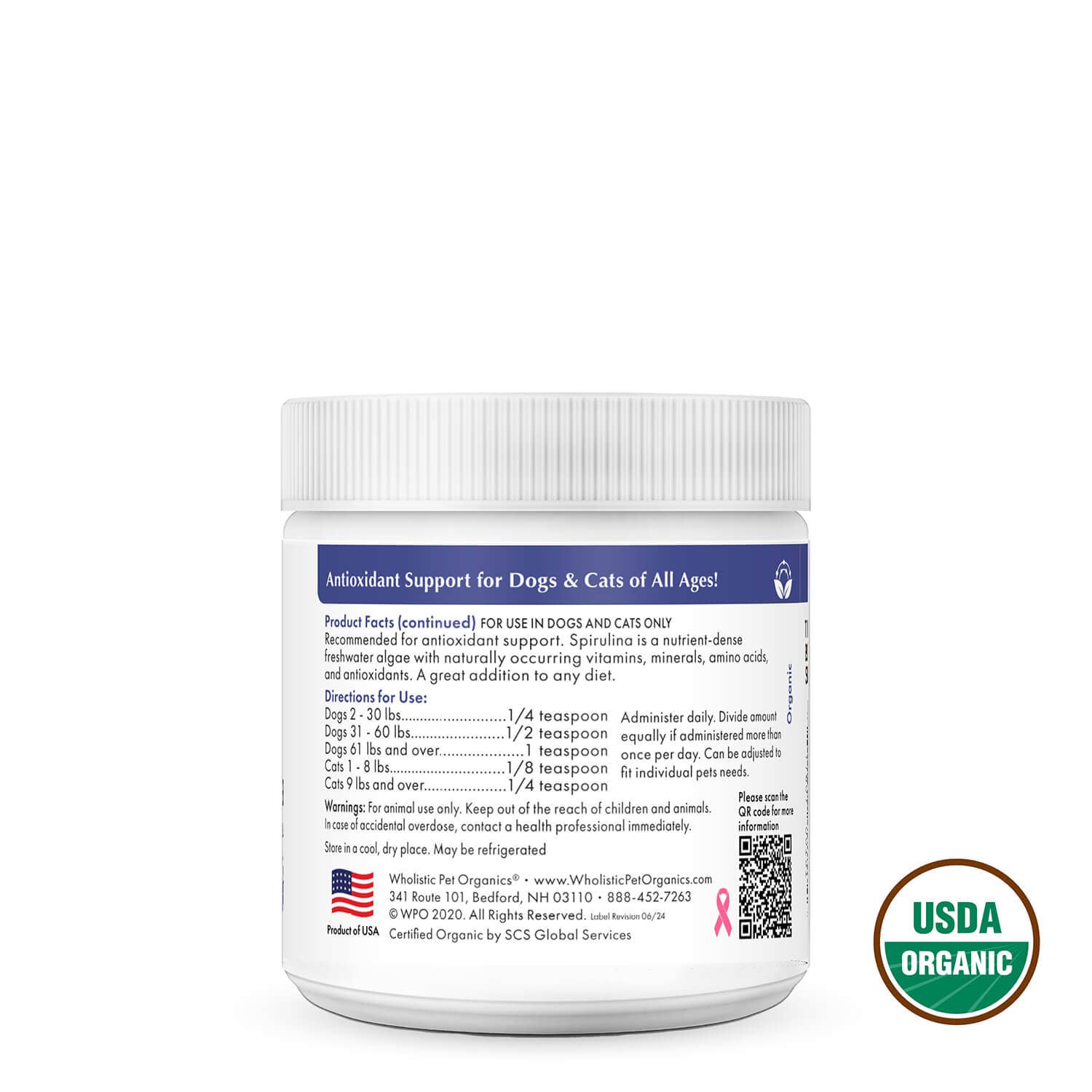 Wholistic Pet Organics Pure Spirulina for Dogs & Cats