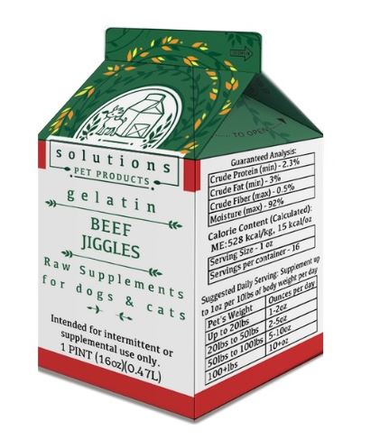 Solutions Pet Products Raw Gelatin Jiggles for dogs & cats