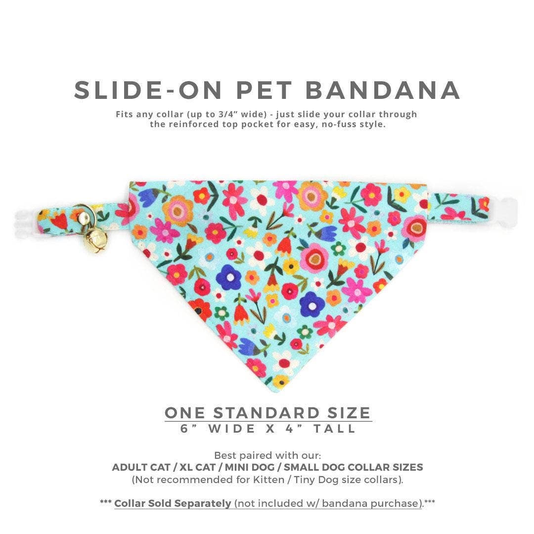 Made By Cleo - "Morning Song" - Blue Floral Bandana for Cats + Small Dogs