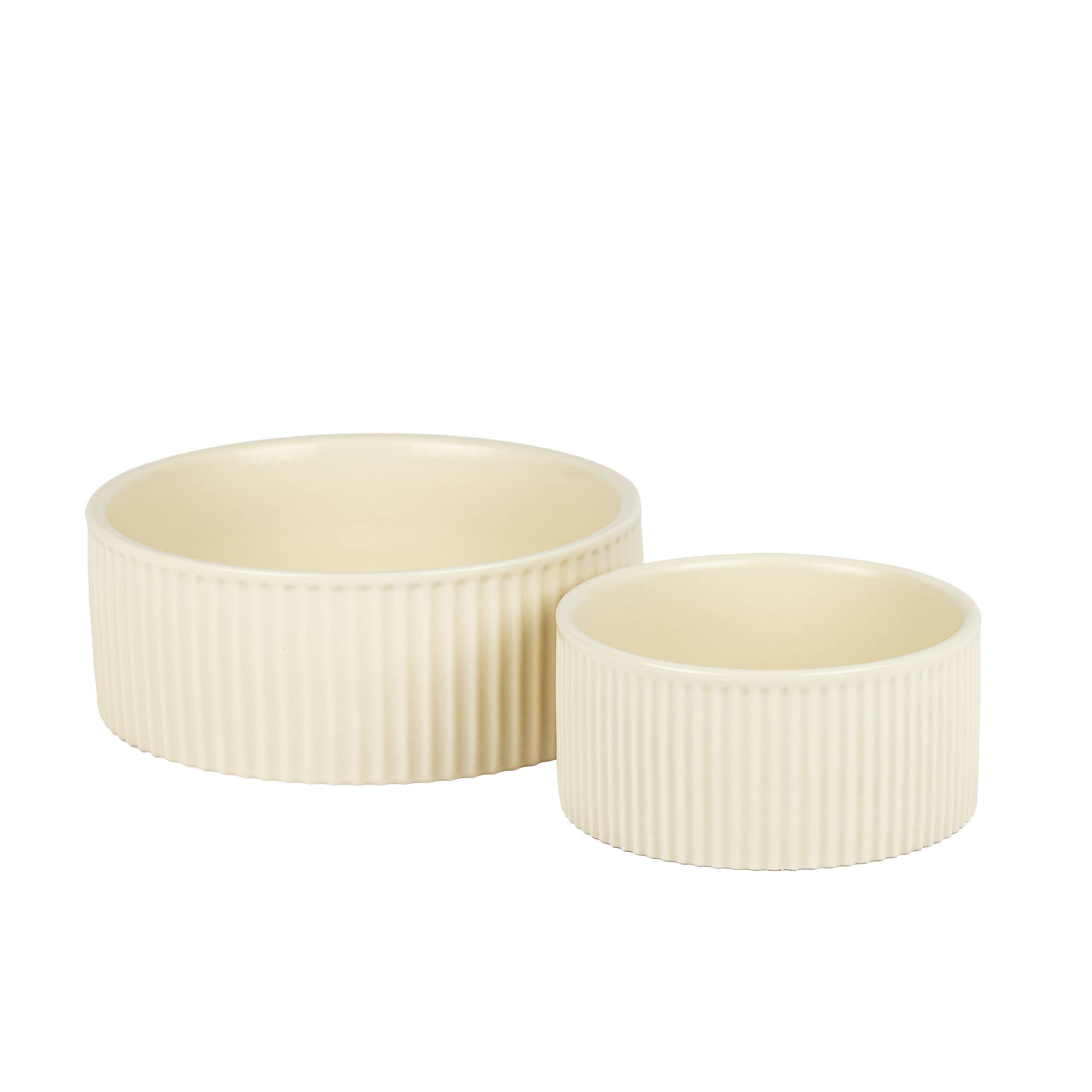 Park Life Designs JARDIN Ribbed Pet Bowl Collection with Modern Matte Exterior