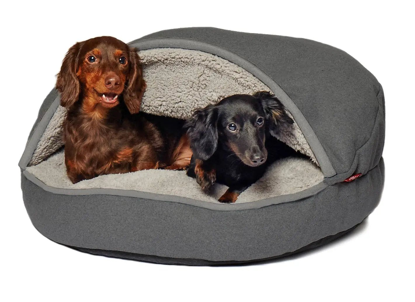 Precious Tails Precious Tails Plush Felt Sherpa Lined Cave Hooded Pet Bed