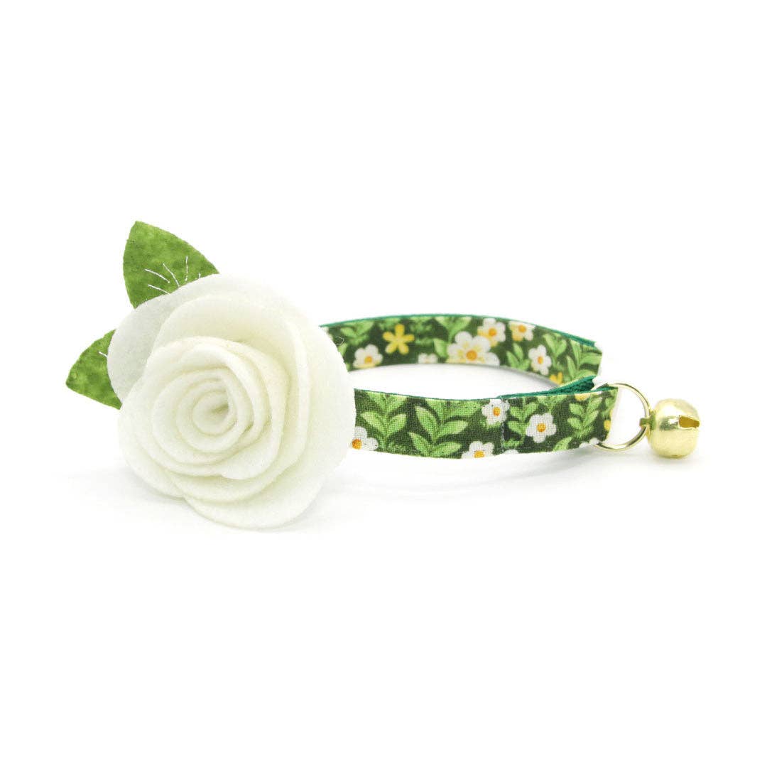 Made By Cleo - "Hazel" - Green Floral Cat Collar