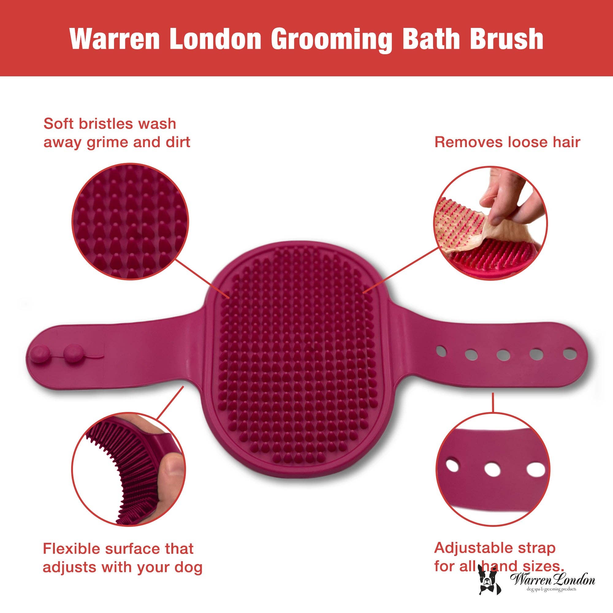 Warren London Dog Products Grooming Bath Brush