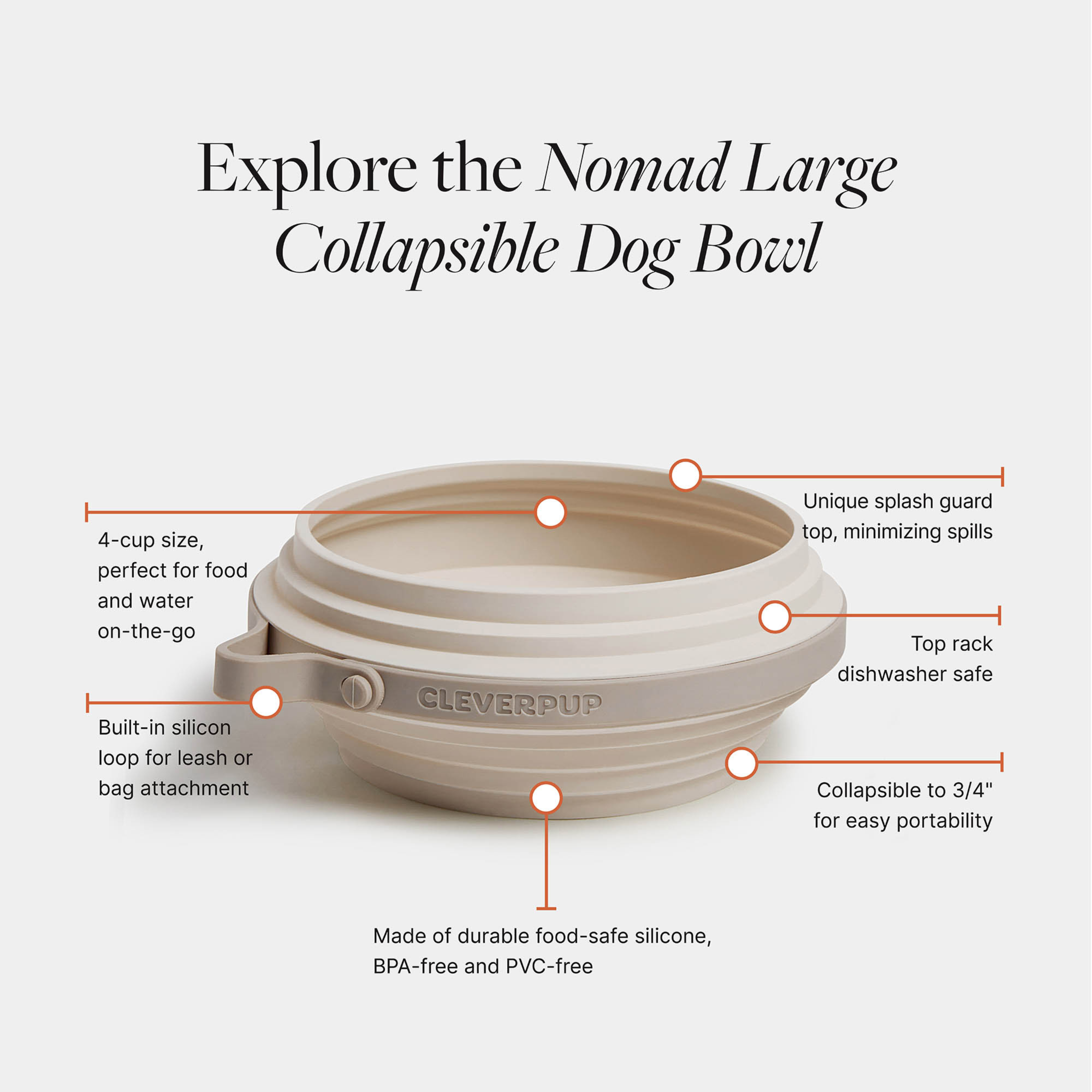 Cleverpup Nomad Collapsible Dog Bowl