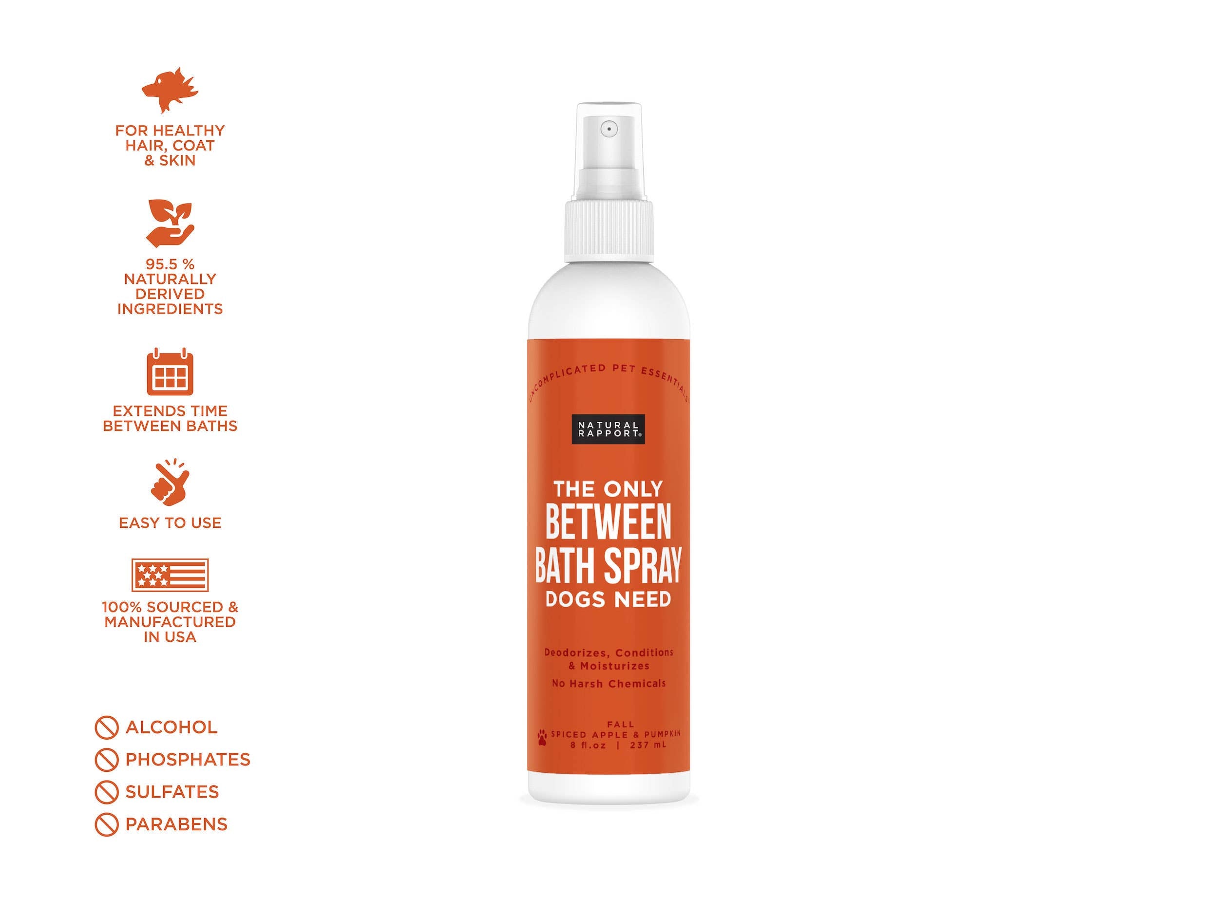 Natural Rapport The Only Between Bath Spray Dogs Need Apple & Pumpkin Scent