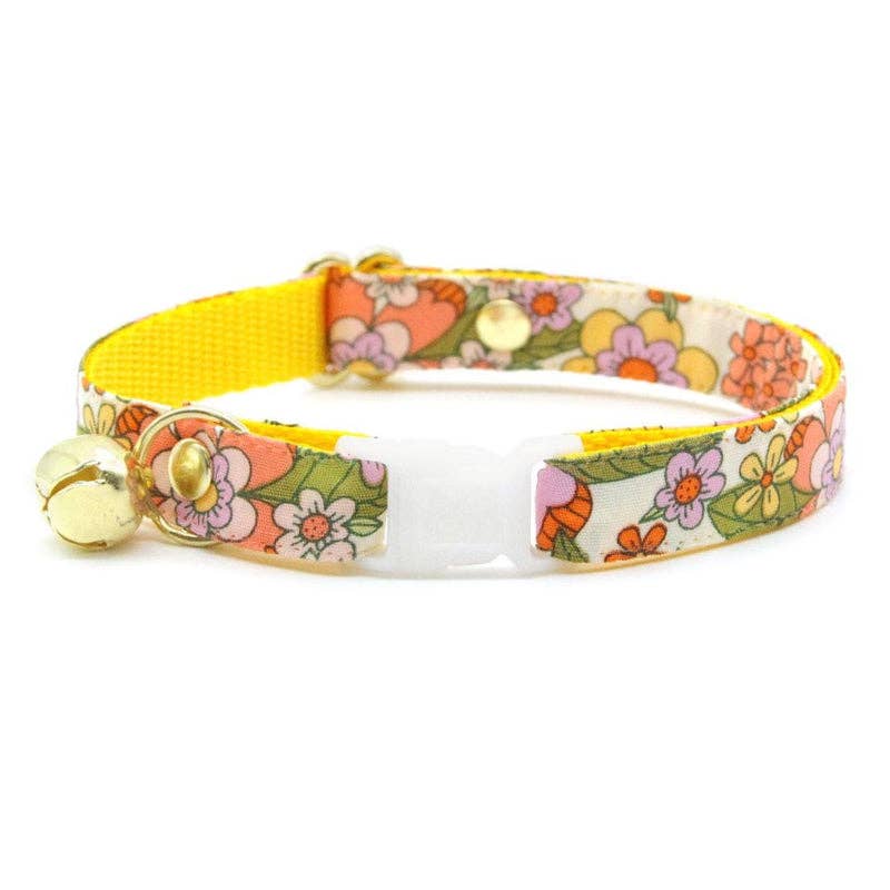 Made By Cleo - "Groovy Garden" - Retro Floral Cat Collar