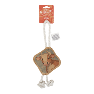 Territory Natural Leather Cow 14" Tug Dog Toy